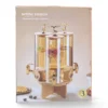 3-Jar Beverage Dispenser Set with Wooden Stand – Premium Glass Drink Dispenser, Set of 3