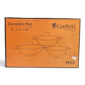 Confetti 3-Piece Fine Porcelain Ceramic Casserole Set with Lids