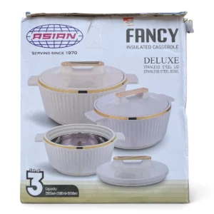 Asian Fancy Deluxe Insulated Casserole Set – 3 Pieces (2500ml, 3500ml, 5000ml)