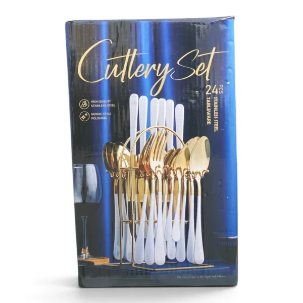 IMG_0643 24-Piece Gold & White Cutlery Set – High Quality Stainless Steel Tableware