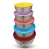 Meisheng Stainless Steel Salad Bowl Set with Colorful Lids – 6 Pieces