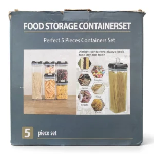 Airtight Food Storage Container Set, 5 Pieces – Grains, Snacks, Pasta & More