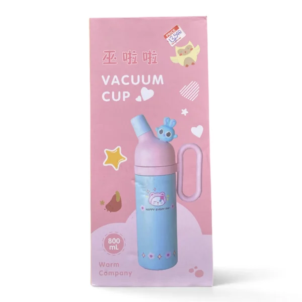 Kids' Insulated Vacuum Cup 800ml – Cartoon Design with Carry Handle