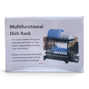 Multifunctional 2-Tier Dish Rack with Drain Pan and Cutlery Holder