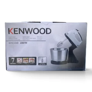 Kenwood HM330 Hand Mixer with Bowl Stand – 480W, 7-Speed, Stainless Steel Beaters