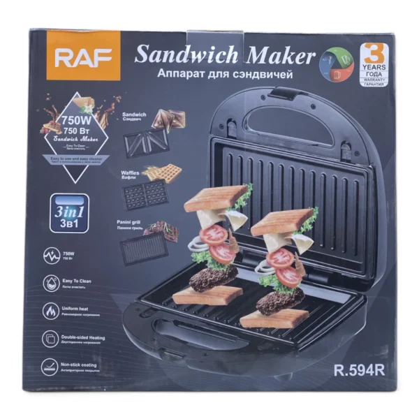 IMG_1018 RAF R.594R 3-in-1 Sandwich Maker – 750W, Waffle & Panini Grill Plates