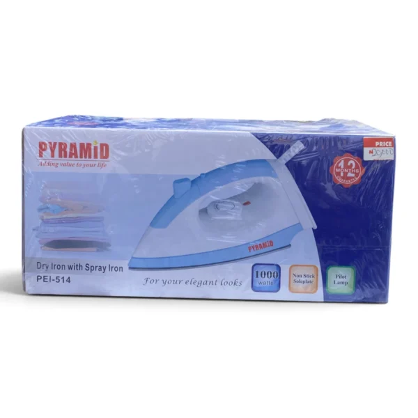 Pyramid PEI-514 Dry Iron with Spray – 1000W, Non-Stick Soleplate