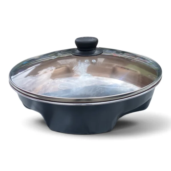 IMG_1305 Steel Air Fry Pan – Non-Stick Ceramic Cookware with Tempered Glass Lid