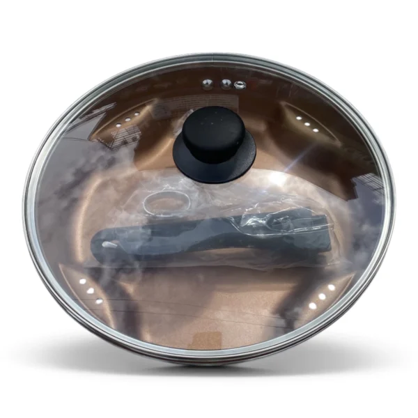 IMG_1308 Steel Air Fry Pan – Non-Stick Ceramic Cookware with Tempered Glass Lid