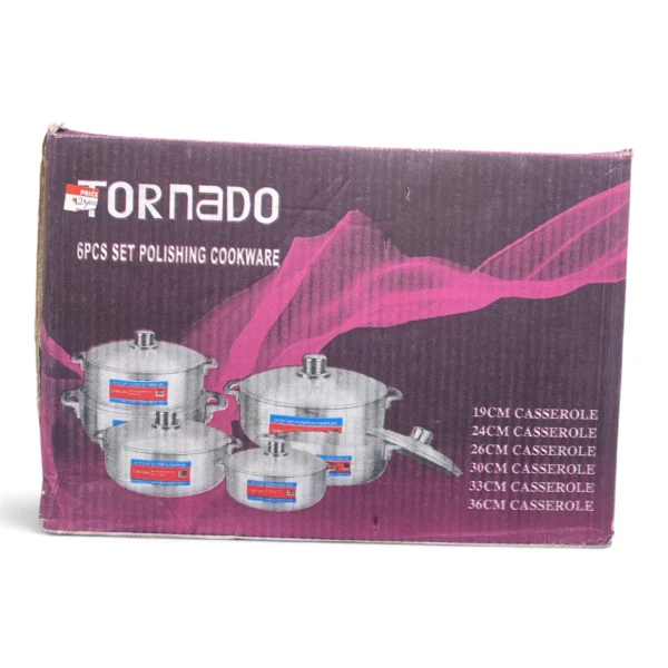Tornado 6-Piece Set Polishing Cookware — 19cm-36cm Casseroles