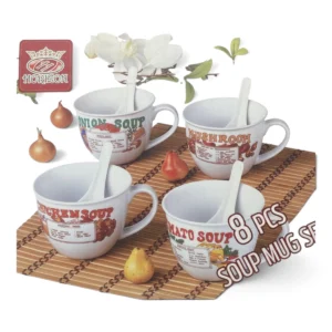 Horizon 8pcs Soup Mug Set (with matching spoons)