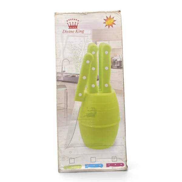 Divine King Kitchen Knife Set with Barrel Block Holder (available in green, blue, or pink)