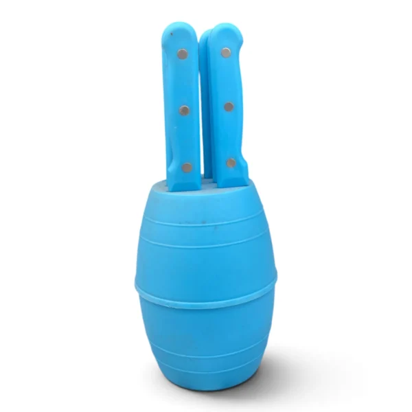 Divine King Kitchen Knife Set with Barrel Block Holder (available in green, blue, or pink)