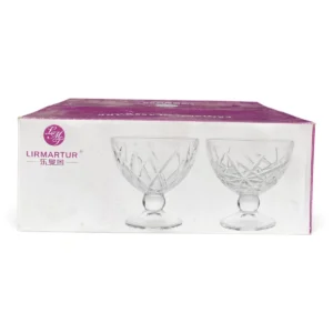 Lirmartur Crystal-Cut Dessert/Ice Cream Bowl Set (footed glass bowls)