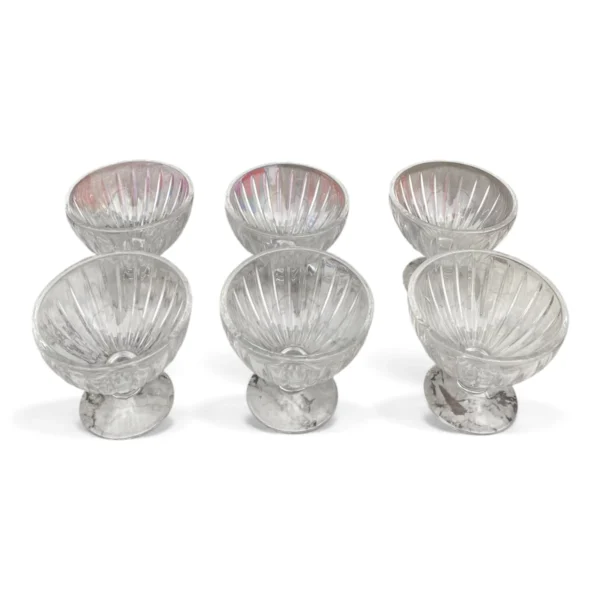 Lirmartur Crystal-Cut Dessert/Ice Cream Bowl Set (footed glass bowls)