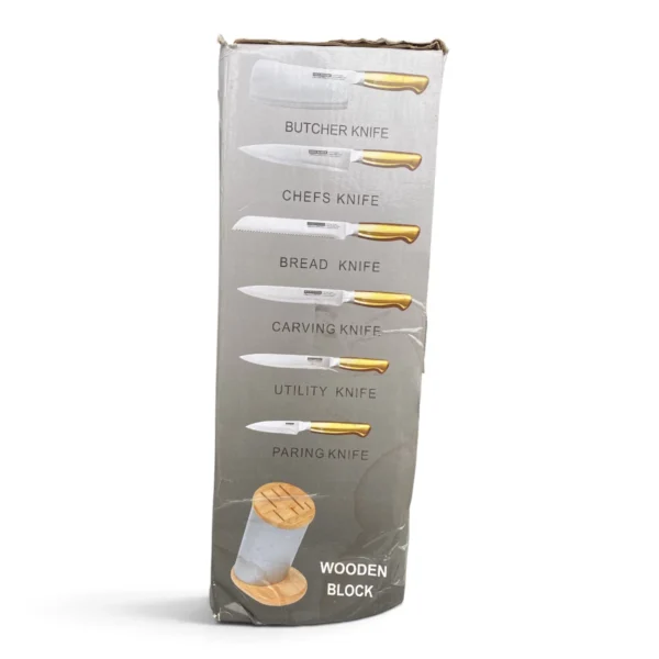 IMG_1905 Sweet Home 7-Piece Gold Knife Set with Wooden Block