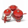 IMG_3128 S.JADE Red Cast Iron Dutch Oven Cookware Set