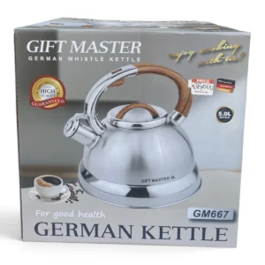 IMG_3145 Gift Master GM667 German Whistle Kettle, 5L Stainless Steel with Wood-Look Handle