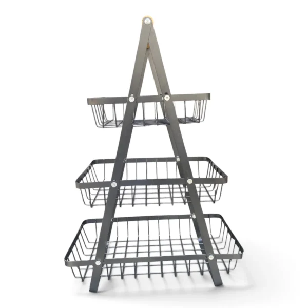 3-Tier Thickened Stainless Steel Fruit Basket, A-Frame Wire Storage Stand