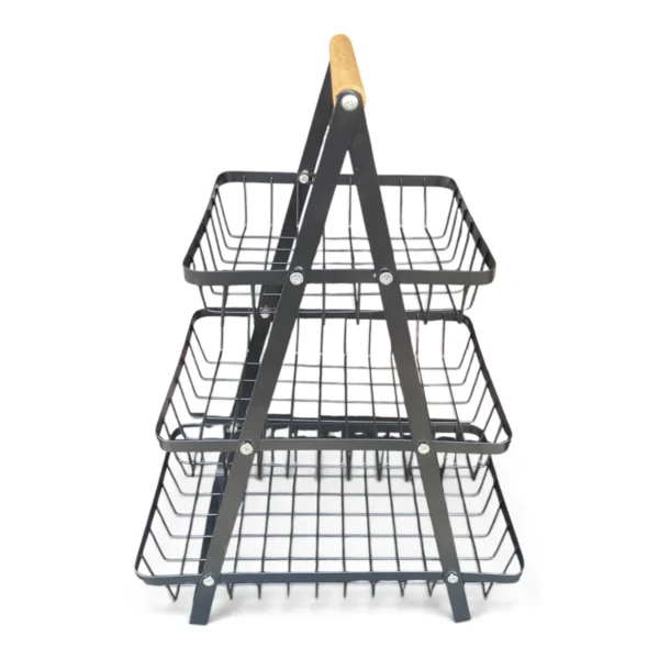 3-Tier Thickened Stainless Steel Fruit Basket, A-Frame Wire Storage Stand